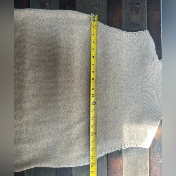 Theory 100% Cashmere Tan Cowl Turtleneck Vest Sweater Sleeveless Top, S - Picture 15 of 16